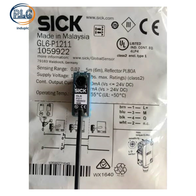 SICK GL6‑P1211 Retro‑reflective Photoelectric Sensor, PNP Output 5 m Sensing Range IP67 Miniature Automation Sensor